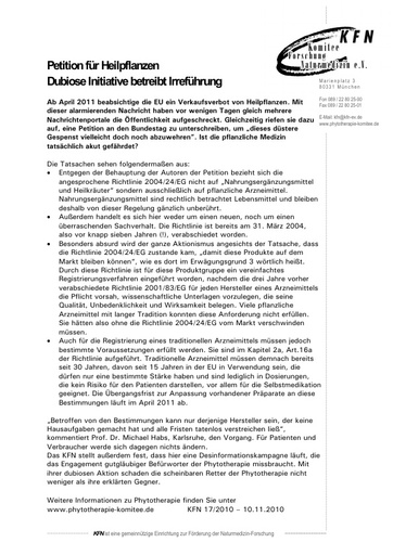 Petition für Heilpflanzen Dubiose Initiative betreibt Irreführung