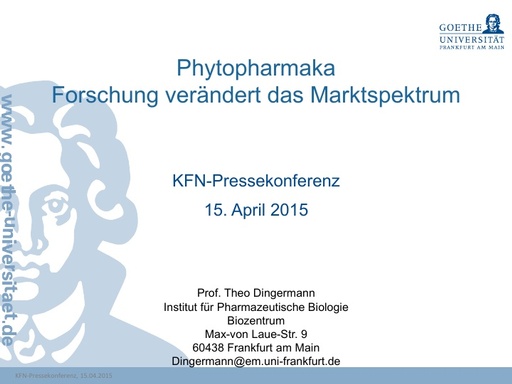 Prof Theodor Dingermann Präsentation 15 04 2015